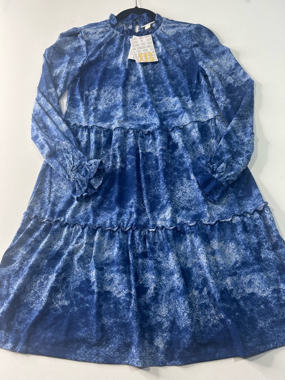LuLaRoe XXS Annabelle Blue Tiered Long-Sleeve Dress